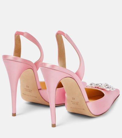 Shop Magda Butrym Crystal-embellished Satin Slingback Pumps In Pink