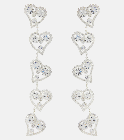 Shop Magda Butrym Heart Crystal-embellished Drop Earrings In Silver