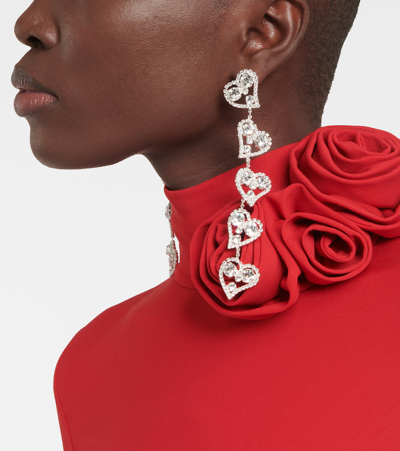 Shop Magda Butrym Heart Crystal-embellished Drop Earrings In Silver