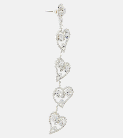 Shop Magda Butrym Heart Crystal-embellished Drop Earrings In Silver