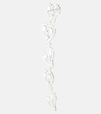 Shop Magda Butrym Heart Crystal-embellished Drop Earrings In Silver