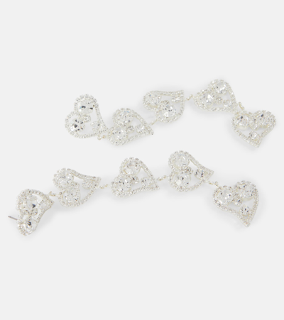 Shop Magda Butrym Heart Crystal-embellished Drop Earrings In Silver