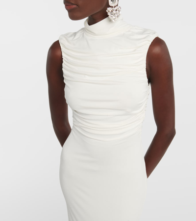 Magda Butrym Bridal Floral-appliqué Ruched Midi Dress In White