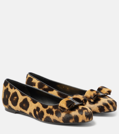 Shop Ferragamo Varina Calf Hair Ballet Flats In Multicoloured