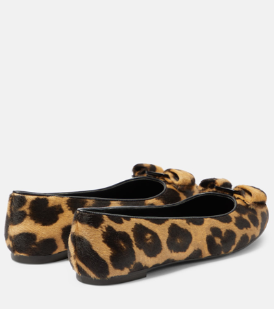 Ferragamo Siwar Leopard-print Bow Ballet Flats In Multicoloured