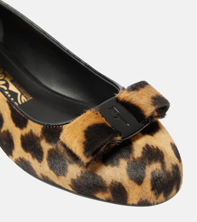 Ferragamo Siwar Leopard-print Bow Ballet Flats In Multicoloured