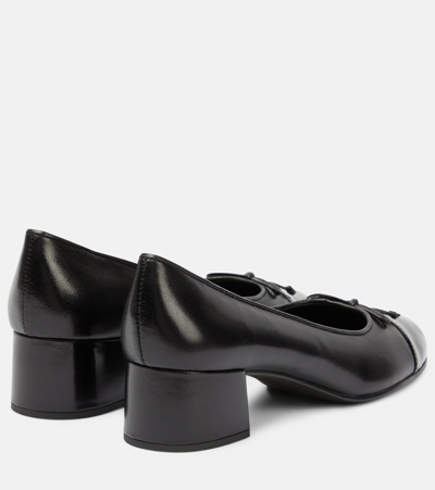 Shop Tory Burch Bow Leather Pumps In Black