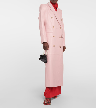 Shop Magda Butrym Double-breasted Leather Coat In Pink