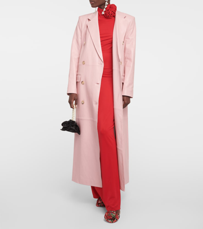 Shop Magda Butrym Double-breasted Leather Coat In Pink