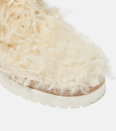 Shop Magda Butrym Shearling Lace-up Boots In Beige