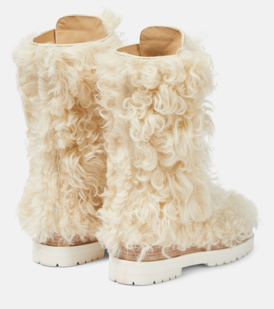 Shop Magda Butrym Shearling Lace-up Boots In Beige