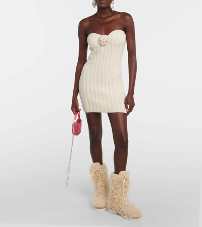 Magda Butrym Shearling Lace-up Boots In Beige