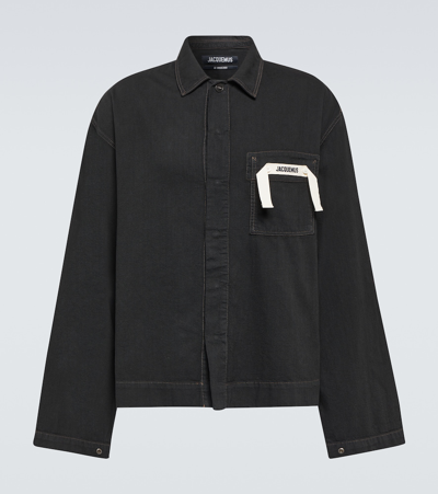 Shop Jacquemus La Chemise De Nîmes Cotton Shirt In Black