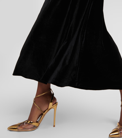 Polo Ralph Lauren Velvet Maxi Dress In Black