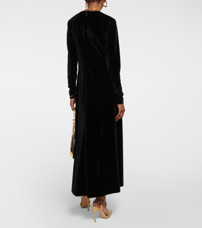 Shop Polo Ralph Lauren Velvet Maxi Dress In Black