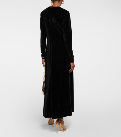 Polo Ralph Lauren Velvet Maxi Dress In Black