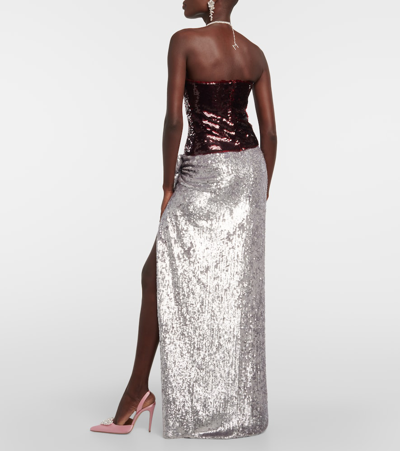 Magda Butrym Sequined Bustier Top In Burgundy