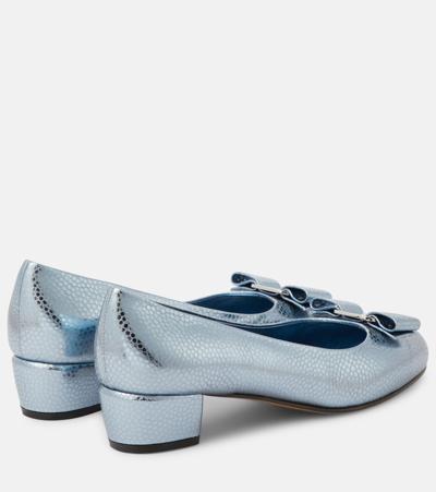 Shop Ferragamo Vara Leather Pumps In Blue