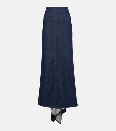 Shop Magda Butrym Low-rise Denim Maxi Skirt In Blue