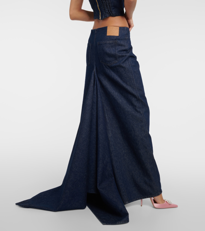 Shop Magda Butrym Low-rise Denim Maxi Skirt In Blue