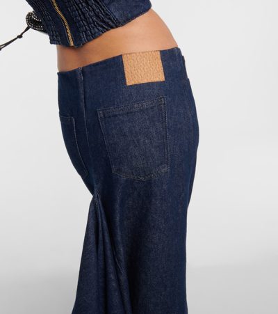 Shop Magda Butrym Low-rise Denim Maxi Skirt In Blue