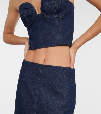 Shop Magda Butrym Low-rise Denim Maxi Skirt In Blue