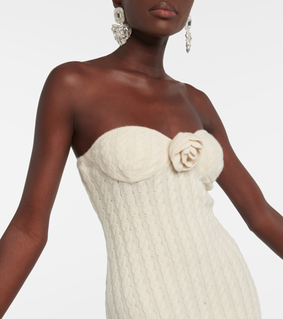 Magda Butrym Floral-appliqué Strapless Minidress In White