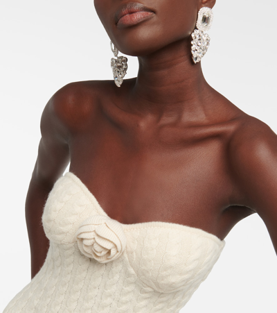 Magda Butrym Floral-appliqué Strapless Minidress In White