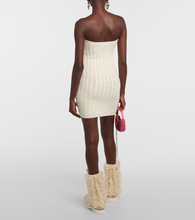 Magda Butrym Floral-appliqué Strapless Minidress In White
