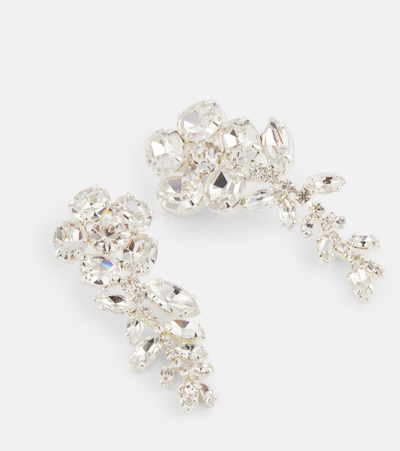 Shop Magda Butrym Crystal-embellished Floral Drop Earrings In Silver