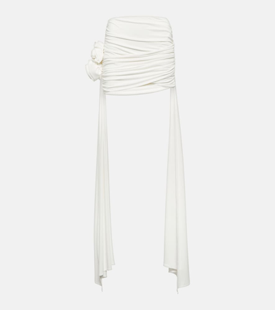 Shop Magda Butrym Appliqué Ruched Miniskirt In White