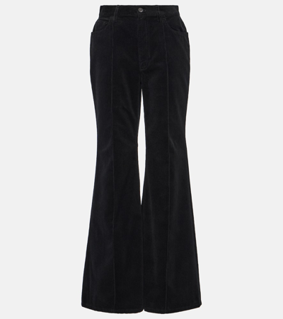 Shop Polo Ralph Lauren Cotton Velvet Flared Pants In Black