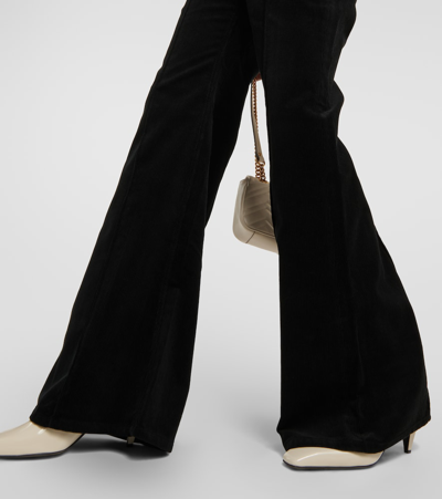 Shop Polo Ralph Lauren Cotton Velvet Flared Pants In Black
