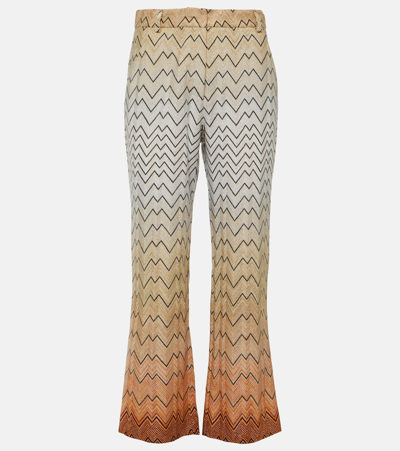 Shop Missoni Zig Zag Jersey Flared Pants In Multicoloured