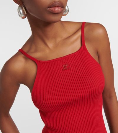 Shop Courrèges Ribbed-knit Tank Top In Red