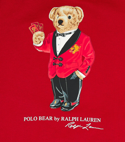 Shop Polo Ralph Lauren Polo Bear Printed Fleece Hoodie In Red