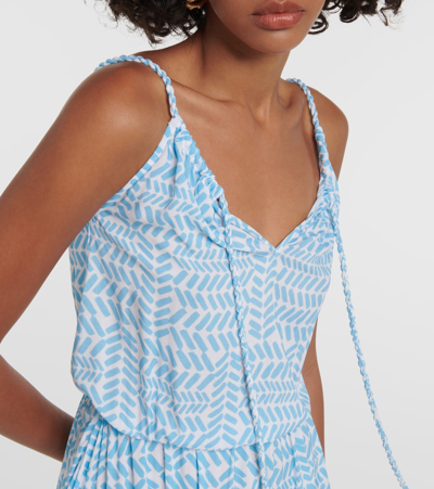 Heidi Klein Frill-trimmed Printed Minidress In Blue