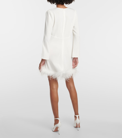 Shop Rixo London Toni Bridal Feather-trimmed Minidress In White