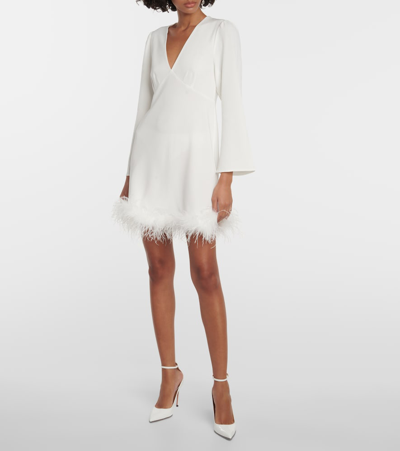Shop Rixo London Toni Bridal Feather-trimmed Minidress In White