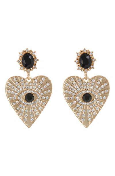 Shop Tasha Crystal Heart Drop Earrings In Gold