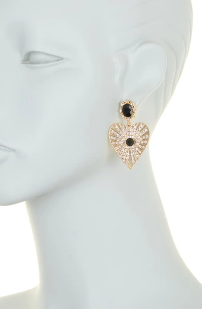 Shop Tasha Crystal Heart Drop Earrings In Gold