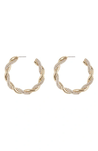 Shop Tasha Twist Crystal Hoop Earrings In Gold
