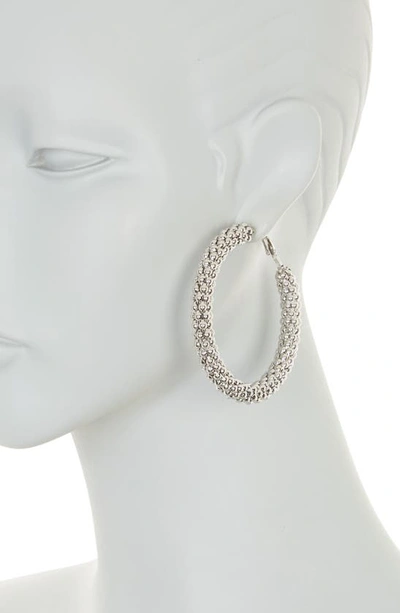Shop Tasha Textured Hoop Earrings In Silver