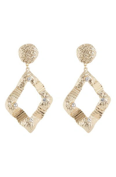 Shop Tasha Textured Crystal Teardrop Earrings In Gold