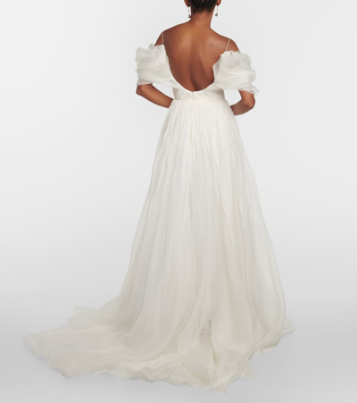 Shop Danielle Frankel Bridal Meredith Off-shoulder Silk Gown In White
