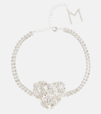 Shop Magda Butrym Heart Crystal-embellished Choker In Silver