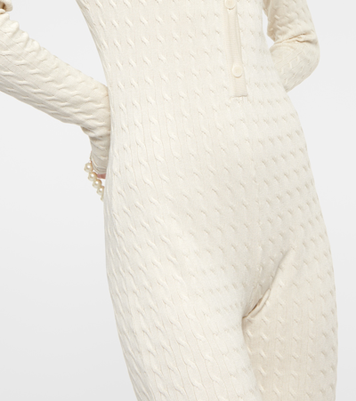 Shop Magda Butrym Cable-knit Silk Jumpsuit In White