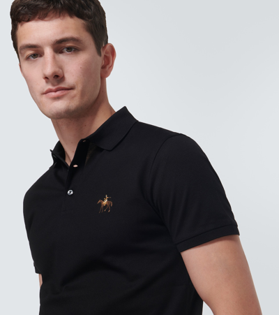 Shop Ralph Lauren Purple Label Cotton Piqué Polo Shirt In Black