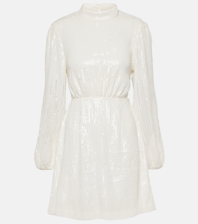 Shop Rixo London Lara Bridal Sequined Minidress In White