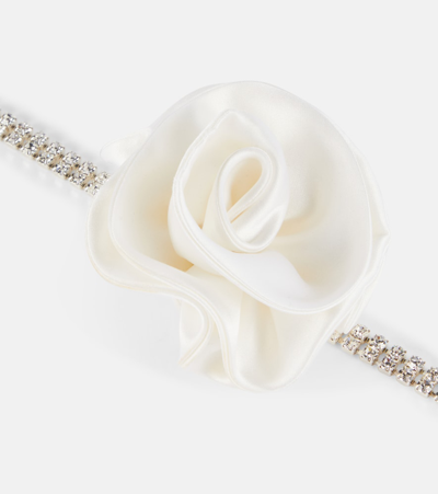 Magda Butrym Floral-appliqué Crystal-embellished Choker In Silver